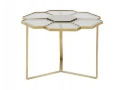 Nordal Salontafel Bloemmotief Goud Met Glas